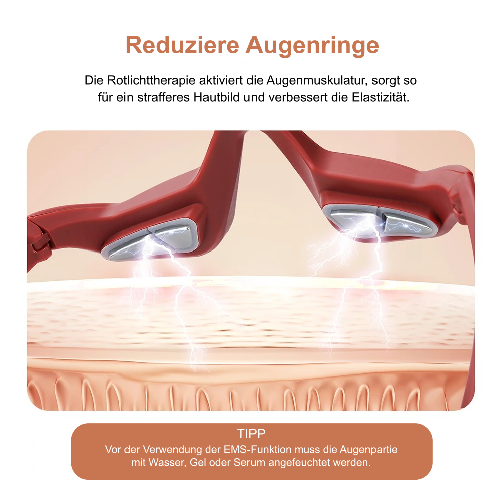 EMS & Rotlichttherapie Brille - Sofortige Linderung von Augenringen